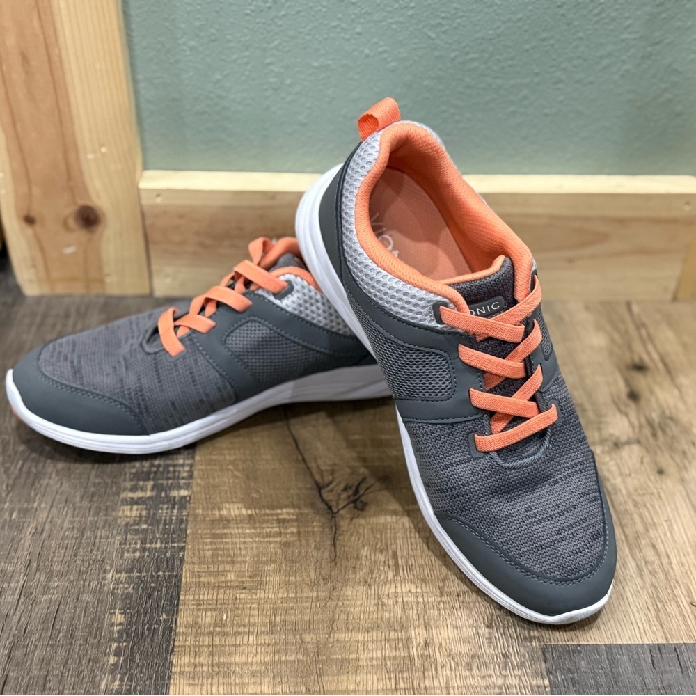 Women's Gray Athletic Sneakers with Coral Accents - Picture 4 of 8